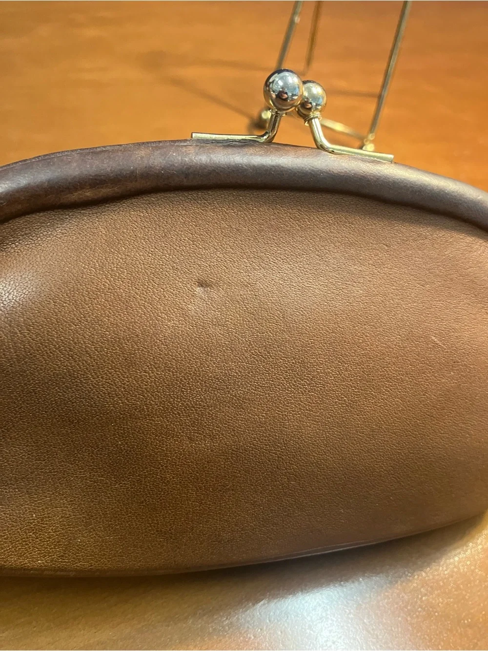 Vintage Coach Tan Leather Kiss-Lock Utility Purse 7160